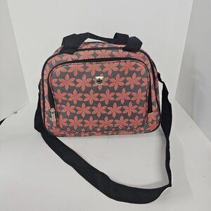 IFly Travel Bag Crossbody Floral Gray Pink Tote Medium